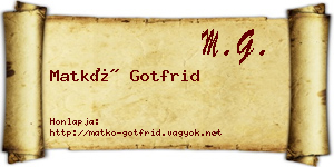 Matkó Gotfrid névjegykártya